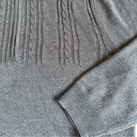 Haggar Mens XL Charcoal Gray Quarter Zip Pullover Sweater Cable Knit Mock Neck - Picture 4 of 7